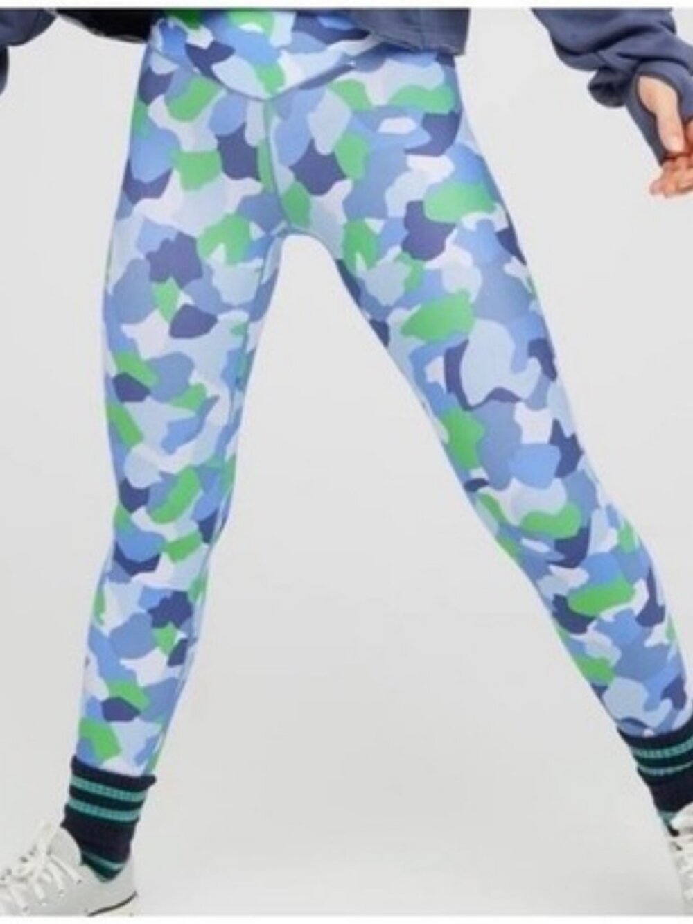 OFFLINE by‎ Aerie Real Me 7/8 High Rise Crossover Leggings Blue Green Camo Large